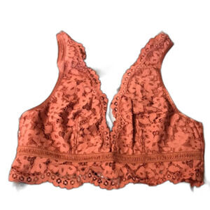 Victoria’s Secret burnt orange Deep V crop lace bralette size medium NWT